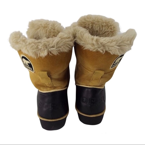 Women’s SOREL Tivoli II Brown Suede Leather Fur Boots - Picture 5 of 8